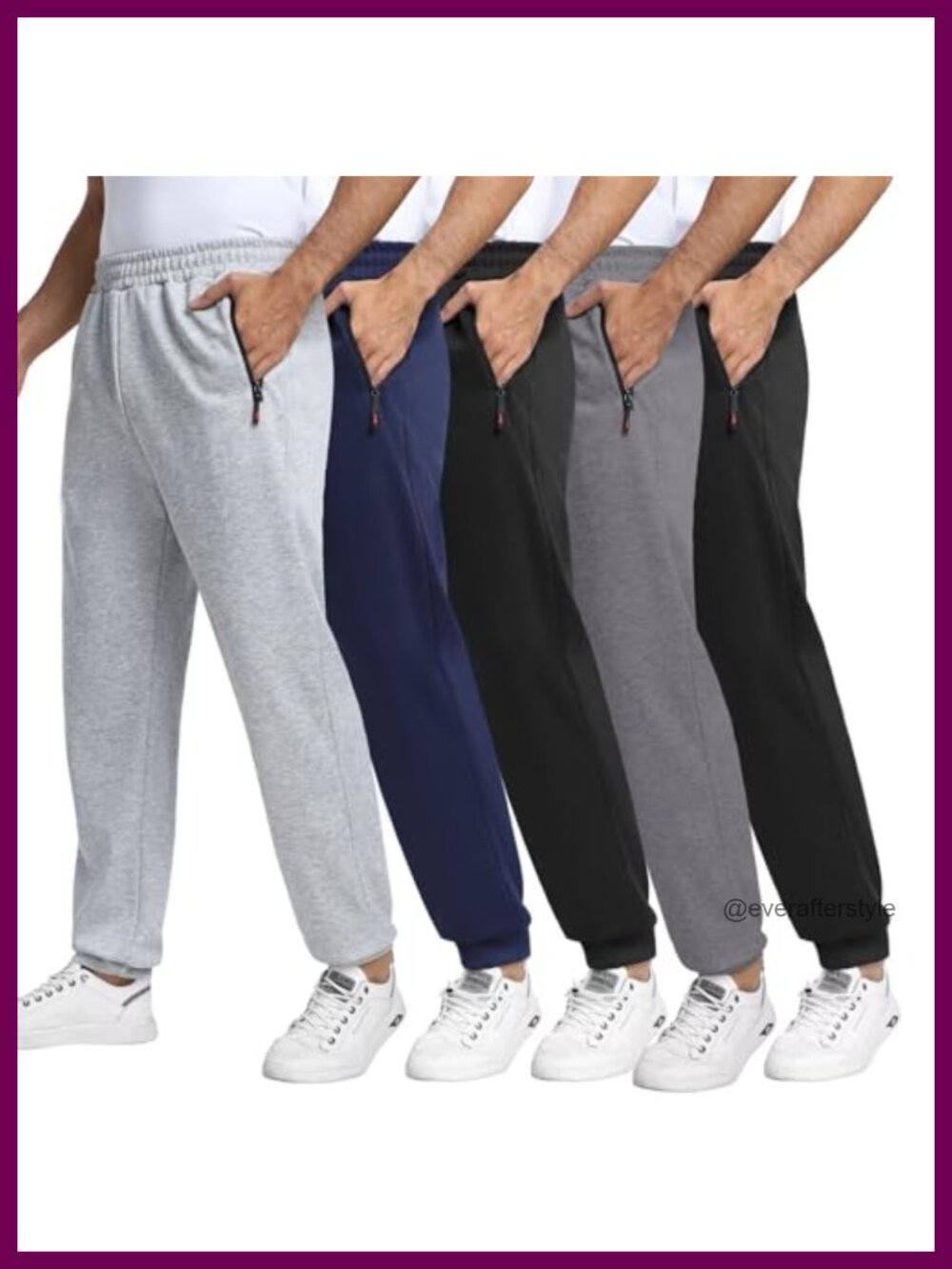 Men's Jogger Sweatpants with Zipper Pockets, Tapered Athletic Track Pants for